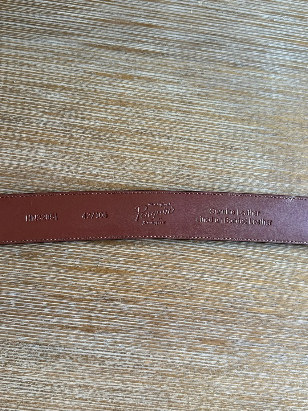 Penguin Genuine Leather Men’s Belt Tan Brown Cognac Size 42 EUC